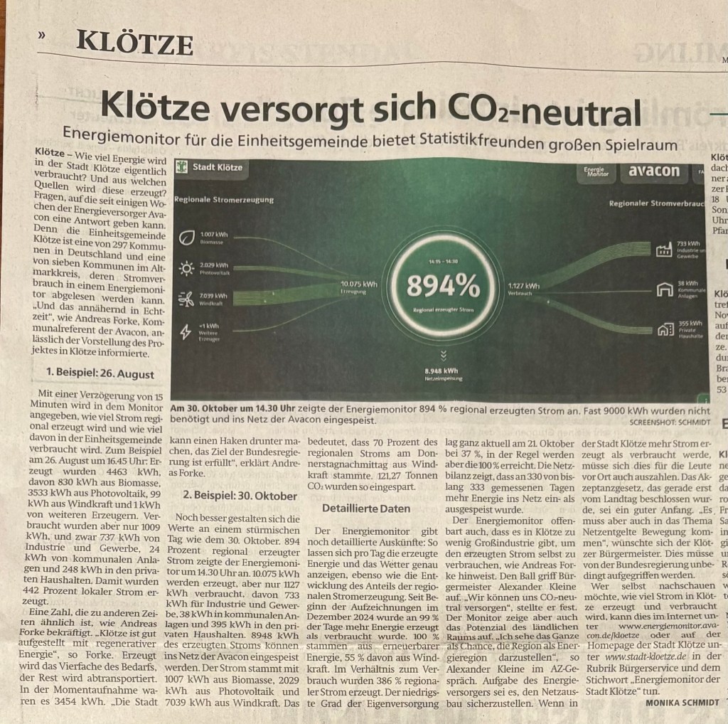 Energiemonitor Klötze